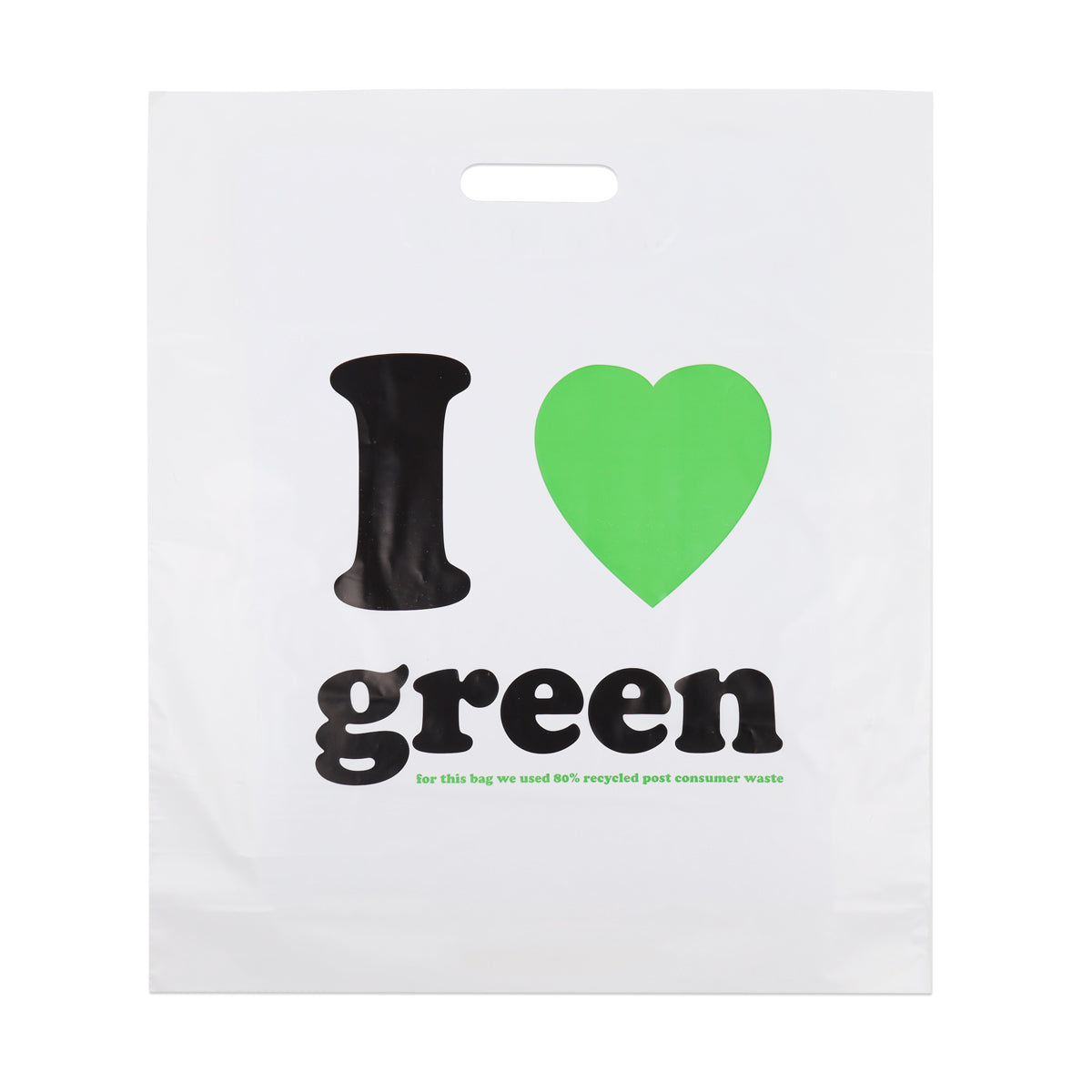 Gerecyclede PE draagtassen - I love green