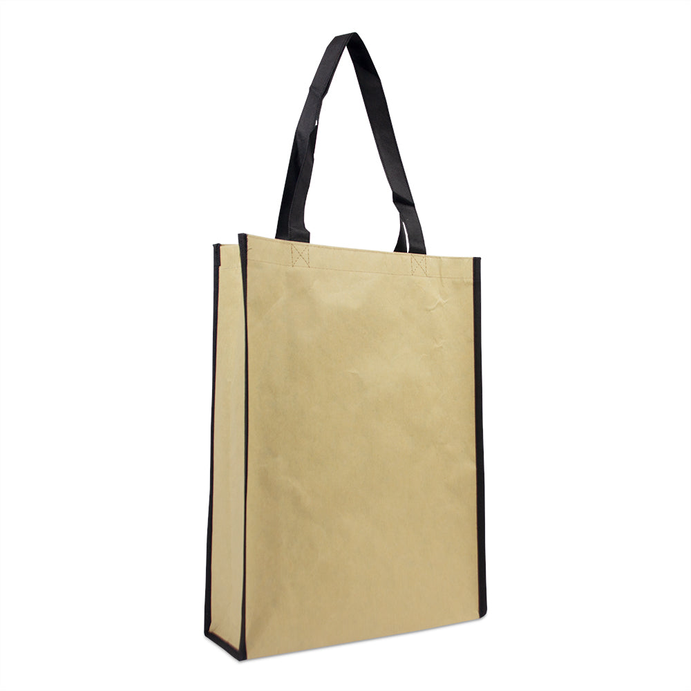 Luxe eco papieren draagtassen met non-woven binnenvoering