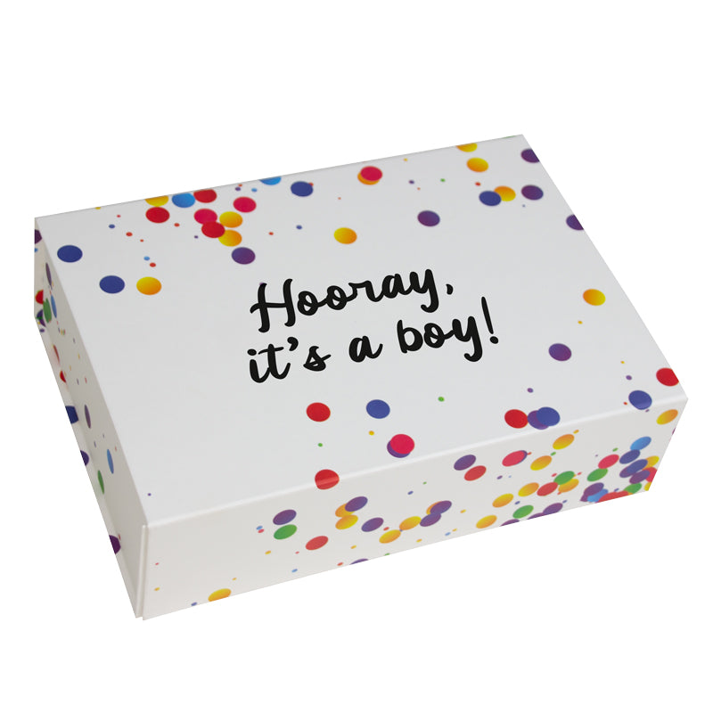Confetti dozen met magneetsluiting - Hooray it's a boy!