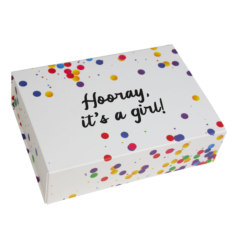 Confetti dozen met magneetsluiting - Hooray it's a girl!