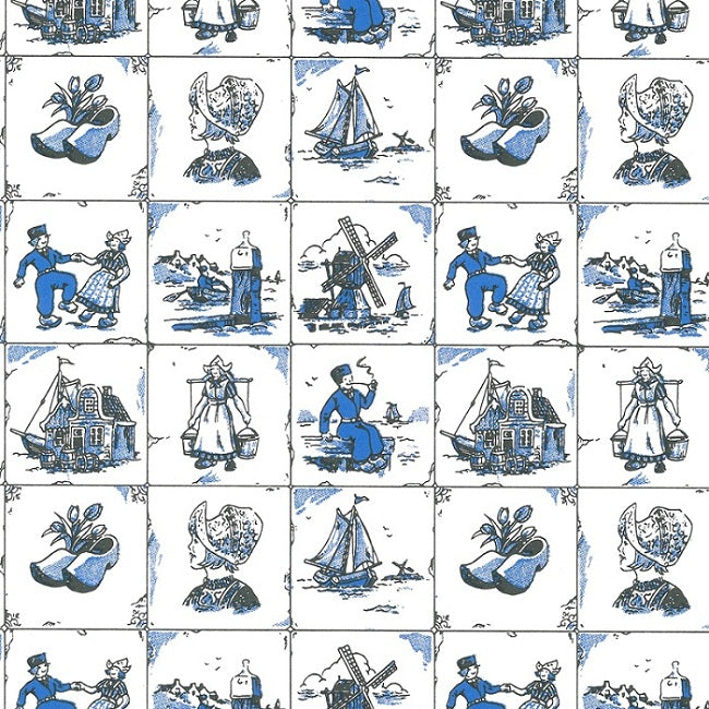 Wit kraft cadeaupapier - Oud Hollands dessin