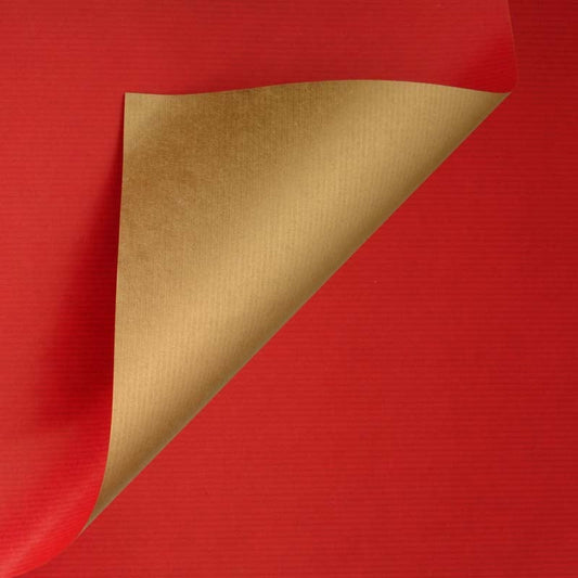 Gestreept cadeaupapier - Rood/goud