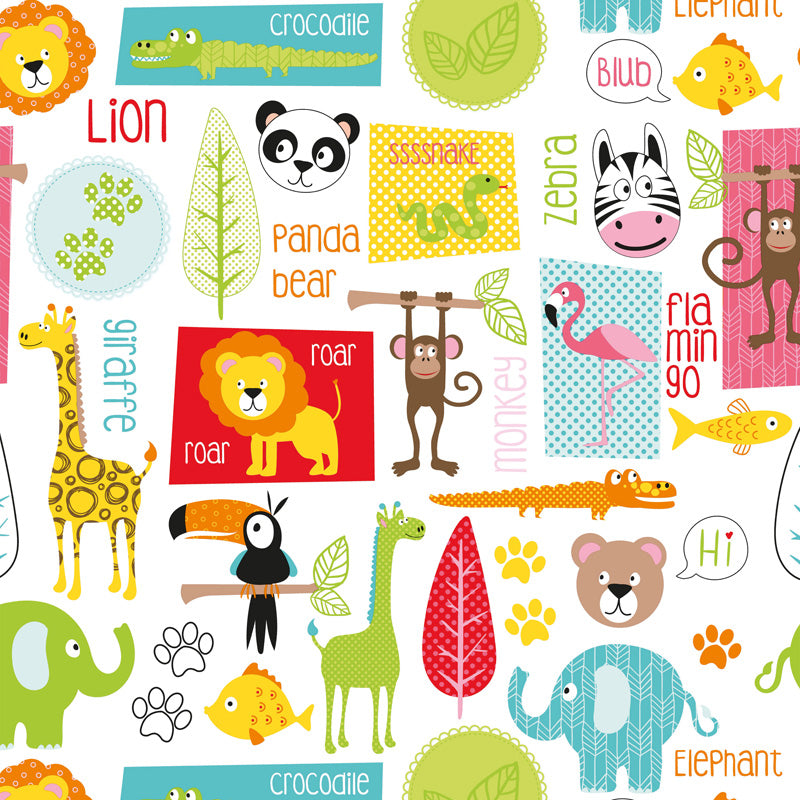 Coated cadeaupapier - Happy dieren dessin