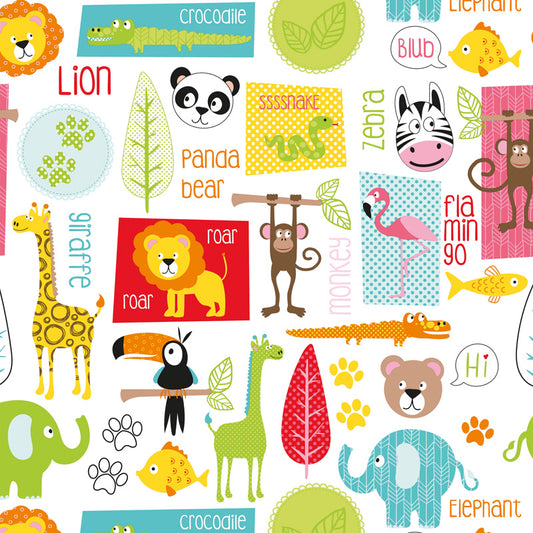 Coated cadeaupapier - Happy dieren dessin