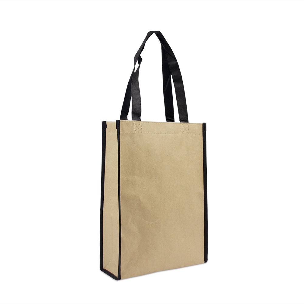Luxe eco papieren draagtassen met non-woven binnenvoering