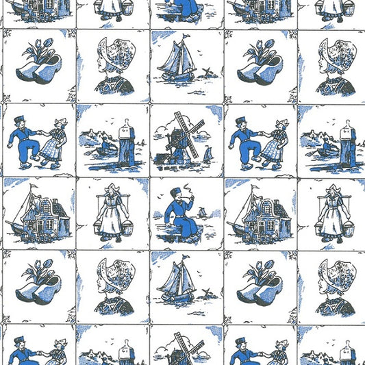 Wit kraft cadeaupapier - Oud Hollands dessin