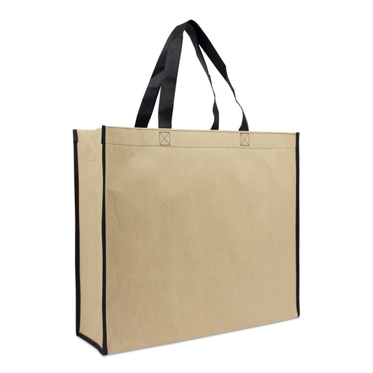 Luxe eco papieren draagtassen met non-woven binnenvoering