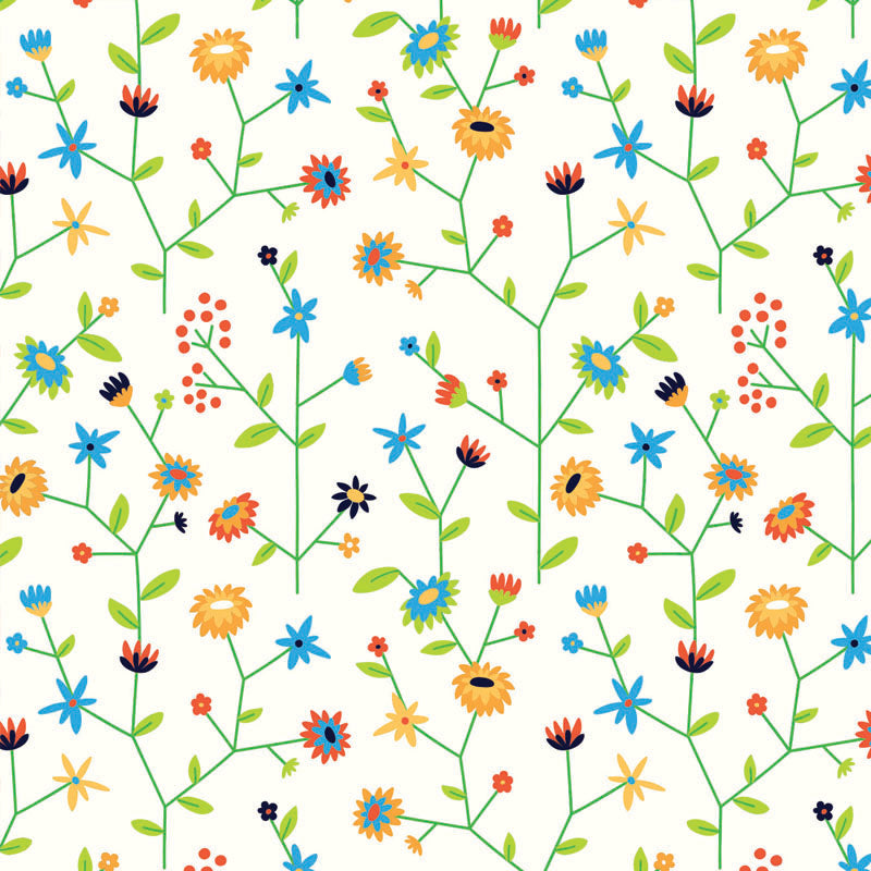 Gras cadeaupapier - Bloemen dessin